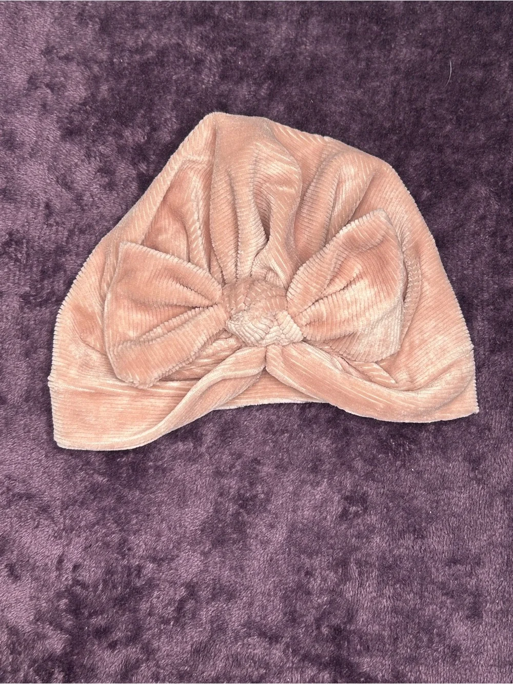 Velvet Knot Turban Hat in Dusty Rose